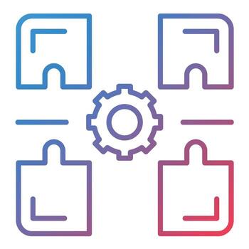 icono de gradiente de línea de solución de rompecabezas vector