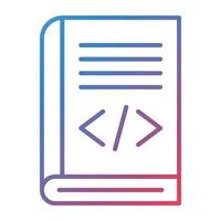 icono de gradiente de línea de libro de codificación vector