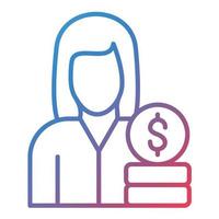 Female Financial Advisor Line Gradient Icon vector