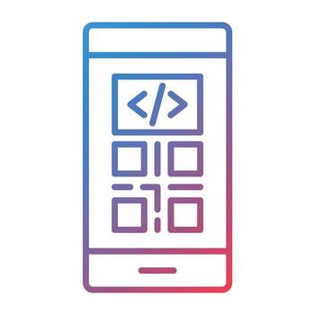 icono de gradiente de línea de codificación de teléfono inteligente vector
