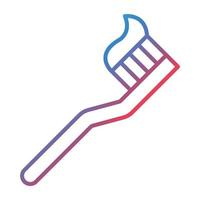 pasta de dientes en el icono de gradiente de línea de cepillo vector