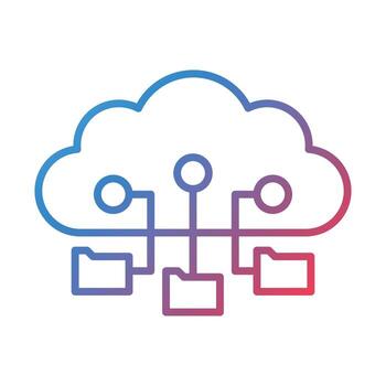 icono de gradiente de línea de respaldo de base de datos vector