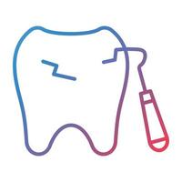 icono de gradiente de línea de escala de dientes vector