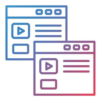 icono de gradiente de línea de navegador duplicado vector