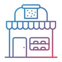 icono de gradiente de línea de tienda de panadería vector