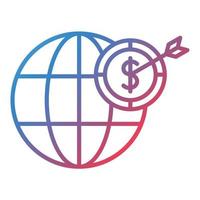 icono de gradiente de línea objetivo global vector