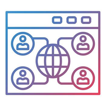 icono de gradiente de línea de red de usuario vector