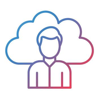 Cloud User Line Gradient Icon vector