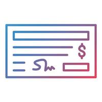 icono de gradiente de línea de pago de cheque vector