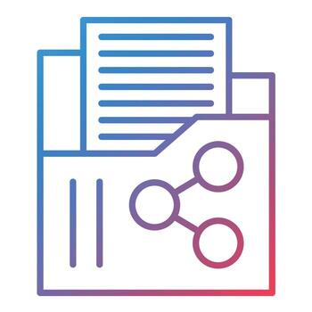 icono de degradado de línea de uso compartido de carpetas vector