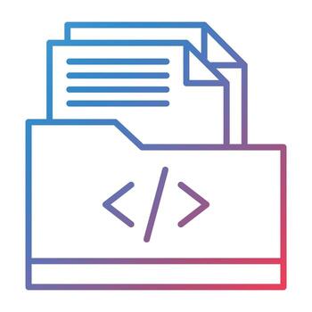Coding Folder Line Gradient Icon vector