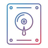 icono de gradiente de línea de disco duro vector