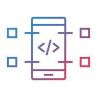 icono de gradiente de línea de codificación móvil vector