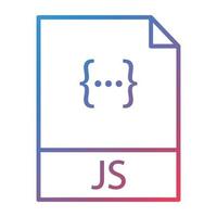 icono de degradado de línea de archivo javascript vector