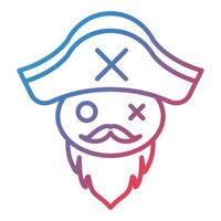 icono de degradado de línea de barba pirata vector