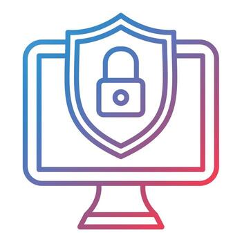 icono de gradiente de línea de seguridad informática vector