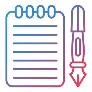 icono de gradiente de línea de cuaderno vector