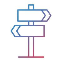 Direction Sign Line Gradient Icon vector