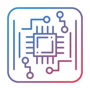 icono de gradiente de línea de placa de circuito vector
