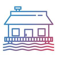 Beach House Line Gradient Icon vector