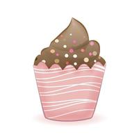 Chocolate Cupcake, watercolor doodle illustration vector