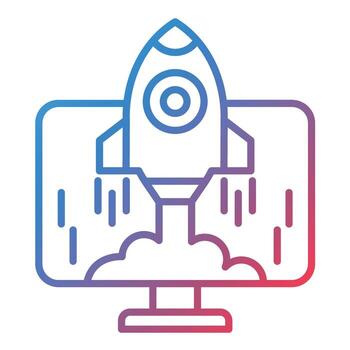 icono de gradiente de línea de lanzamiento de proyecto vector