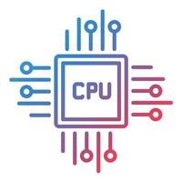 CPU Processor Line Gradient Icon vector