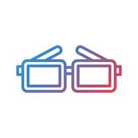 icono de gradiente de línea de gafas de cine vector