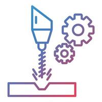 icono de gradiente de línea de máquina cnc vector