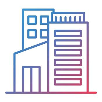 icono de gradiente de línea de rascacielos vector