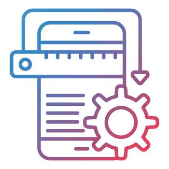 icono de gradiente de línea de desarrollo de aplicaciones vector