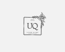 Initial UQ beauty monogram and elegant logo design, handwriting logo of initial signature, wedding, fashion, floral and botanical with creative template. vector