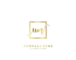 Initial UM beauty monogram and elegant logo design, handwriting logo of initial signature, wedding, fashion, floral and botanical with creative template. vector