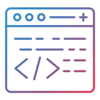 icono de gradiente de línea de programación vector