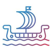 icono de gradiente de línea de barco vikingo vector