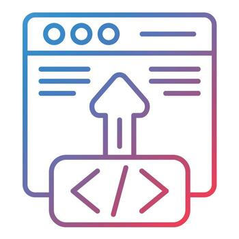 icono de gradiente de línea de implementación de código vector