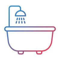 icono de gradiente de línea de bañera vector