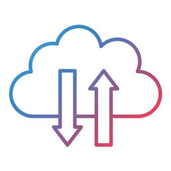 icono de gradiente de línea de cambio de nube vector