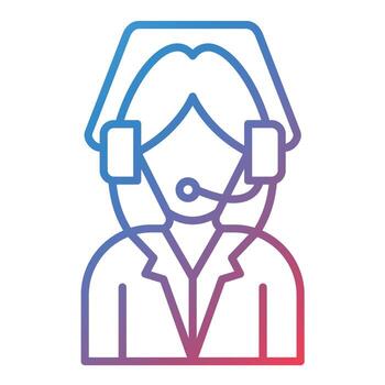 icono de gradiente de línea de operador de cliente vector