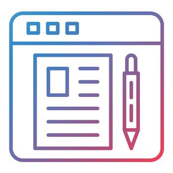 icono de gradiente de línea de blog de sitio web vector