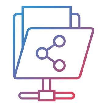 icono de degradado de línea de carpeta compartida vector