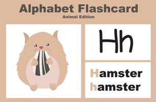 Vector set alphabet flashcard with animal theme. Educational printable worksheet. Cute animal worksheet theme. Vector illustrations.