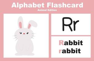 Vector set alphabet flashcard with animal theme. Educational printable worksheet. Cute animal worksheet theme. Vector illustrations.