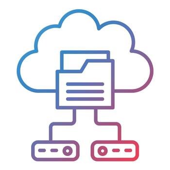 icono de gradiente de línea de copia de seguridad en la nube vector