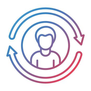 icono de gradiente de línea de visitante que regresa vector