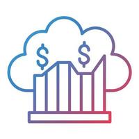 icono de gradiente de línea de estadísticas de nube vector