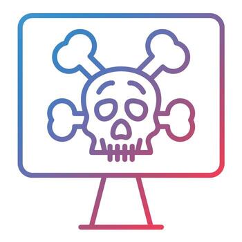 Computer Hacked Line Gradient Icon vector
