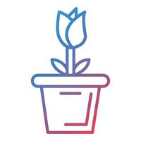 Large Flower Pot Line Gradient Icon vector