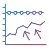 icono de gradiente de línea de gráfico de tendencia múltiple vector