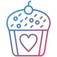 icono de degradado de línea de cupcake de boda vector